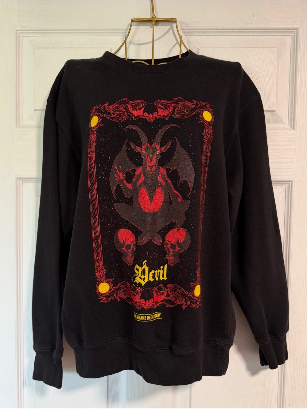 Devil Graphic Black Crewneck Sweatshirt - Any Means Necessary